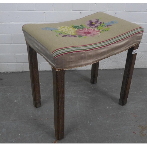 274 - George VI limed oak Coronation stool, by Maple & Co Ltd, London, reupholstered top but retaining ori... 