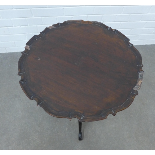 286 - 19th century mahogany pie crust table, (top a/f with losses to outside edge) 63 x 50 x 50cm