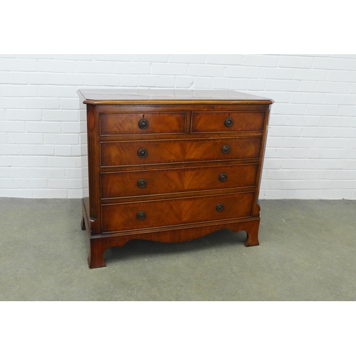 289 - Chest of drawers, rectangular top with canted corners, over two short and three graduating long draw... 