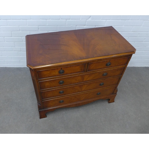 289 - Chest of drawers, rectangular top with canted corners, over two short and three graduating long draw... 