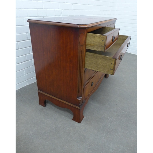 289 - Chest of drawers, rectangular top with canted corners, over two short and three graduating long draw... 