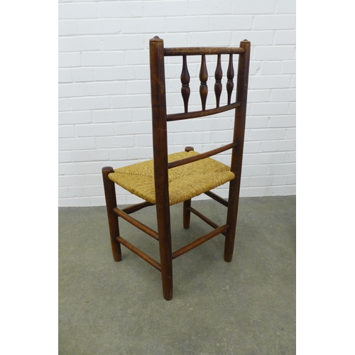 292 - Sussex style open armchair and a similar side chair, both with canework seats, (2) 88 x 54 x 41cm