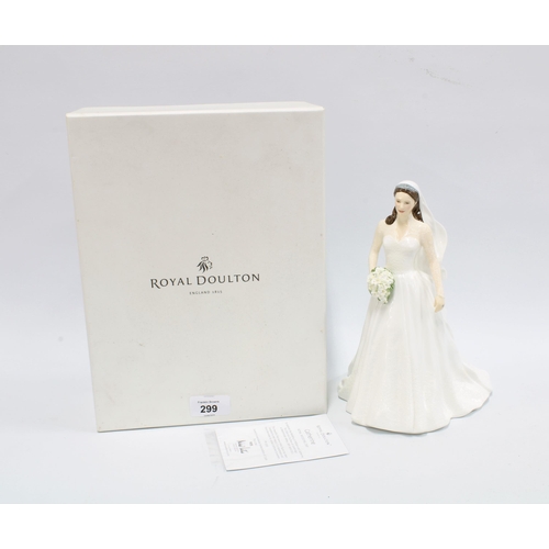 299 - Royal Doulton limited edition figurine Catherine - Royal Wedding Day, HN5559, no 0028 / 7500, with b... 