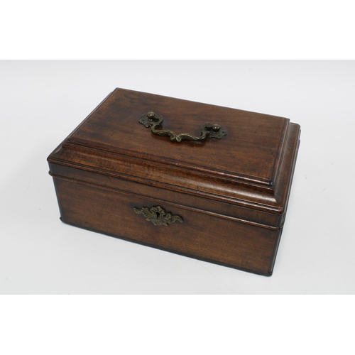 327 - 19th century mahogany  caddy  top box, hinged lid with brass swan neck handle, opening to a void int... 