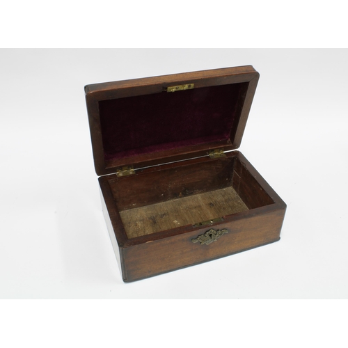 327 - 19th century mahogany  caddy  top box, hinged lid with brass swan neck handle, opening to a void int... 