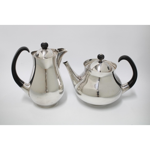 356 - Eric Clements for Mappin & Webb, EPNS teapot and water jug. taller 19cm (2) 19cm.