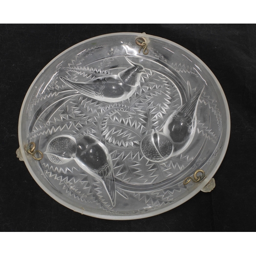 366 - D'Avesn,  French Art Deco moulded glass plafonnier, 31cm.