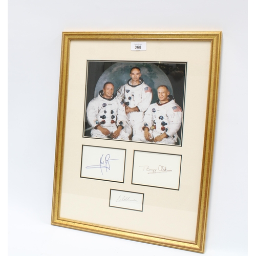 368 - An Apollo 11 Moon Landing group of signatures, comprising the autographs of Neil Armstrong, Buzz Ald... 