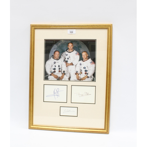 368 - An Apollo 11 Moon Landing group of signatures, comprising the autographs of Neil Armstrong, Buzz Ald... 