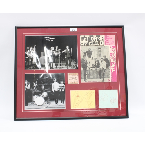 370 - Rolling Stones autographs, comprising a set of 1960's  autographs in red ballpoint pen on two autogr... 