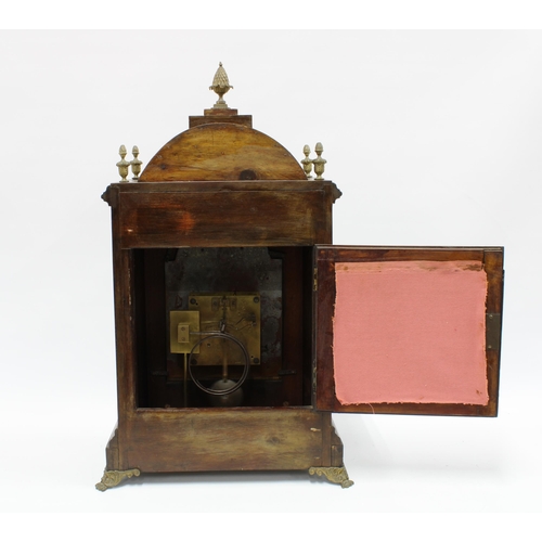 387 - Large mahogany mantle clock, ting-tang striking movement stamped M.B P and numbered 24571, with a si... 