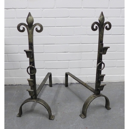 403 - Pair of modern metal fire dogs, 68 x 49cm. (2)