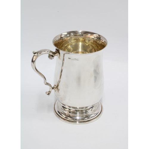 45 - QEII silver tankard, Birmingham 1978, with engraved initials and date 14 Sept 82, 13.5cm