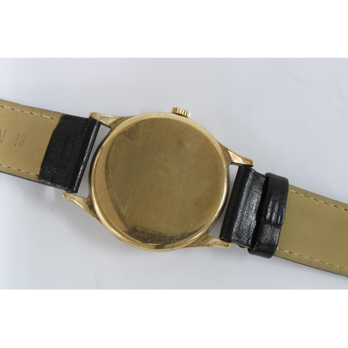 62 - Gents vintage gold cased Omegas wristwatch, champagne dial with numerals 3,9 & 12 with seconds marke... 