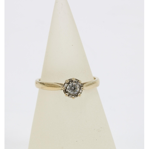 64 - 18ct gold three stone diamond ring, illusion set, Birmingham 1963 together with a 9ct gold diamond s... 