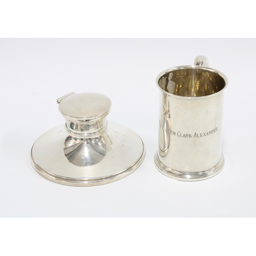 66 - An Edwardian silver christening mug, Birmingham 1903, probably by Charles Horner together with a  si... 