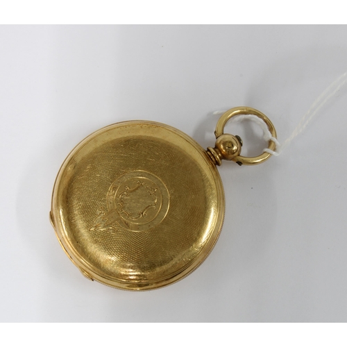 72 - Victorian 18ct yellow gold full hunter pocket watch, Birmingham 1880