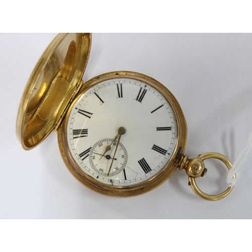 72 - Victorian 18ct yellow gold full hunter pocket watch, Birmingham 1880