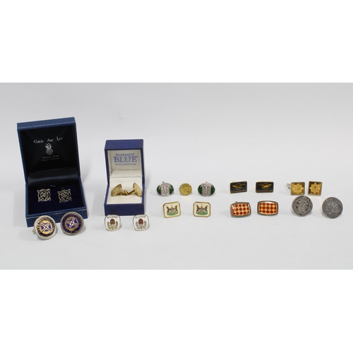 72A - A large collection of silver, white metal and gilt metal cufflinks and tie clips, retailed by Tomas ... 