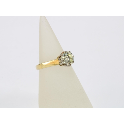 77 - 18ct yellow gold diamond solitaire ring with a round brilliant cut diamond weighing approx 1 carat, ... 