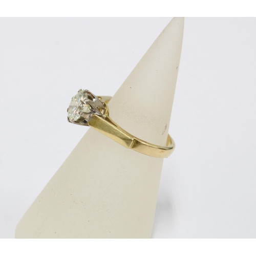 77 - 18ct yellow gold diamond solitaire ring with a round brilliant cut diamond weighing approx 1 carat, ... 