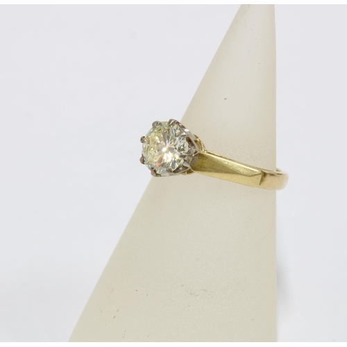 77 - 18ct yellow gold diamond solitaire ring with a round brilliant cut diamond weighing approx 1 carat, ... 