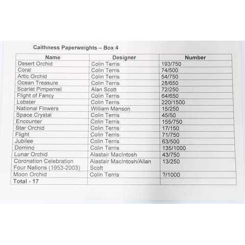 84 - Caithness Glass paperweights, limited editions to include Desert Orchid, Coral, Artic Orchid, Ocean ... 