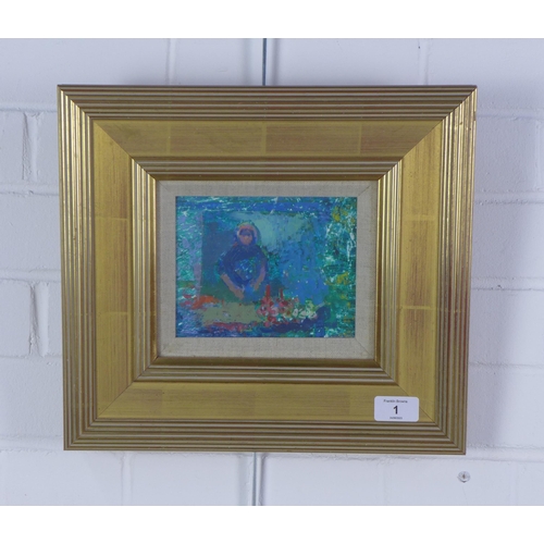 1 - Cynthia Wall RSW (SCOTTISH 1927-2012) 'The Grape Seller', mixed media, framed under glass with a Mac... 