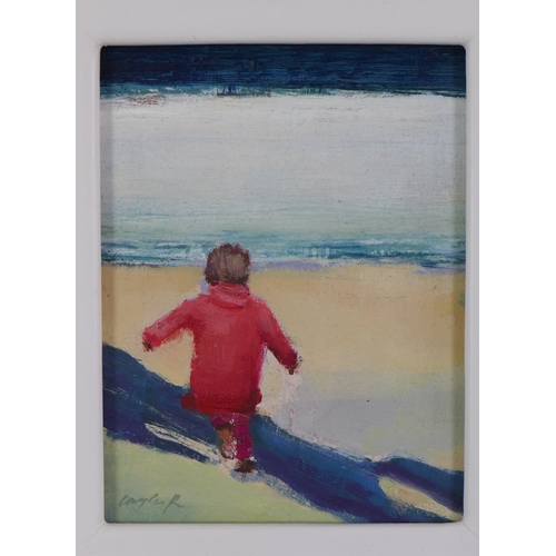 101 - Layla Rose, Beach Red, oil on panel, signed and framed, 13 x 12.5cm