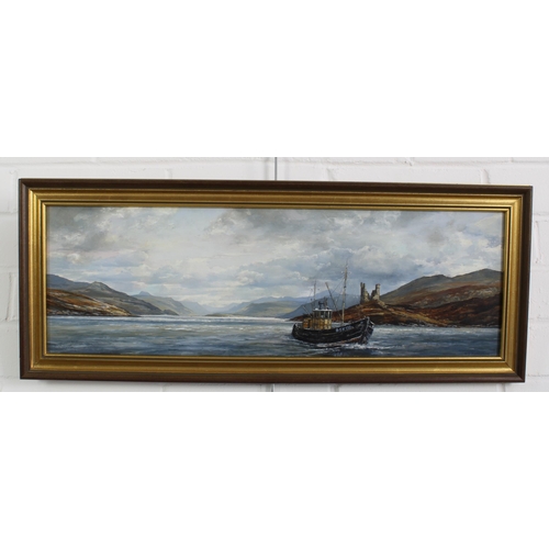 111 - Ian S. Johnstone (SCOTTISH 1957 - 2009) 'Loch Alsh From Kyleakin' oil on board, signed, framed, 60  ... 