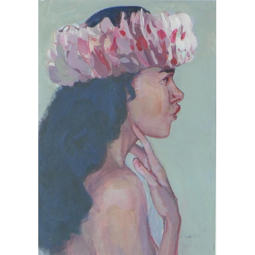 13 - George Donald R.S.A, R.S.W (b.1943) 'Dancer: Tahiti' signed with RSW label verso, 14 x 20cm