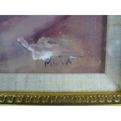20 - Margaret Law, still life of flowers, oil on canvas, signed, framed under glass within an ornate fram... 