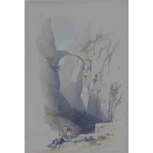 35 - After David Roberts RA, RBA (1796-1864) 'Triumphal Arch Crossing the Ravine' coloured print, framed ... 