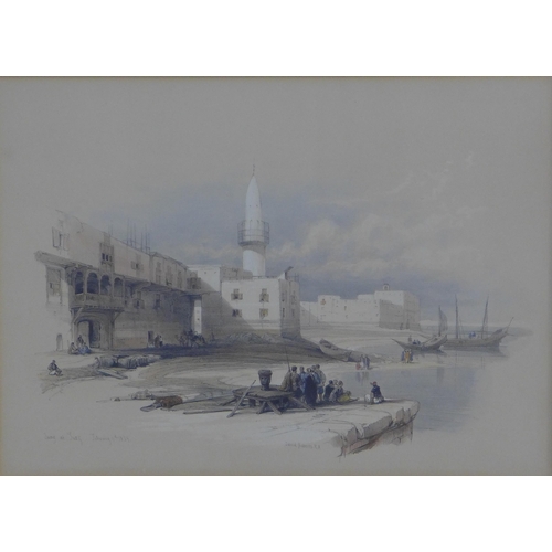 36 - After David Roberts RA, RBA (1796-1864) 'Bethany' & 'Quay at Suez', in glazed frames, 33 x 23cm (2)