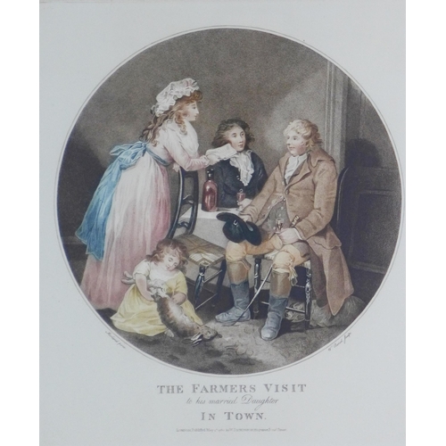 42 - After George Morland (1763-1804) pair of colour engraved prints, circa 1780, to include 'The Visit' ... 