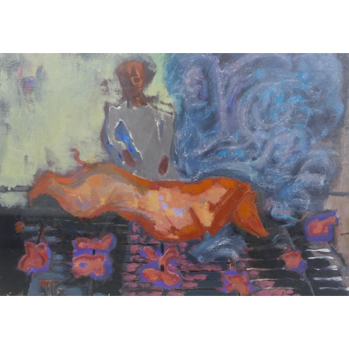 48 - David Michie O.B.E., R.S.A., R.G.I., F.R.S.A (SCOTTISH 1928-2015) Roasting A Pig, oil on canvas, sig... 