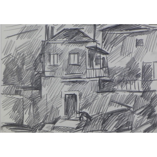 50 - Kirill Sokolov (RUSSIAN 1930 - 2004) Street Scene charcoal / graphite, singed and numbered III, fram... 