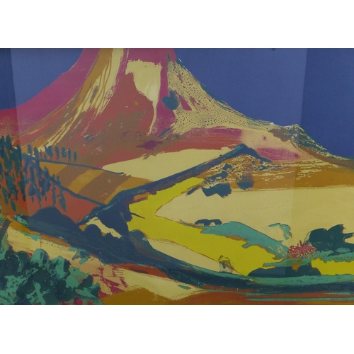 57 - Jo de Pear (British Contemporary) Mountain landscape mixed media, signed and dated bottom right, fra... 