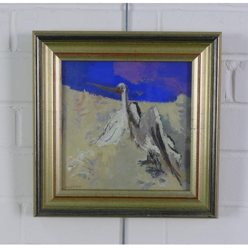 61 - David Michie O.B.E., R.S.A., R.G.I., F.R.S.A (SCOTTISH 1928-2015) Pelican oil on canvas, signed bott... 