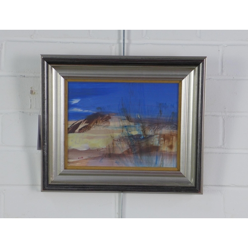 64 - Mardi Barrie R.S.W (SCOTTISH 1931-2004) Blue Dusk, mixed media on board, signed, framed under glass ... 