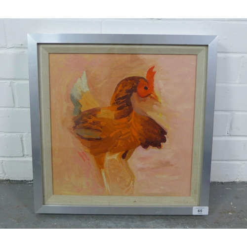 65 - David Michie O.B.E., R.S.A., R.G.I., F.R.S.A (SCOTTISH 1928-2015)  Cockerel oil on canvas, unsigned,... 