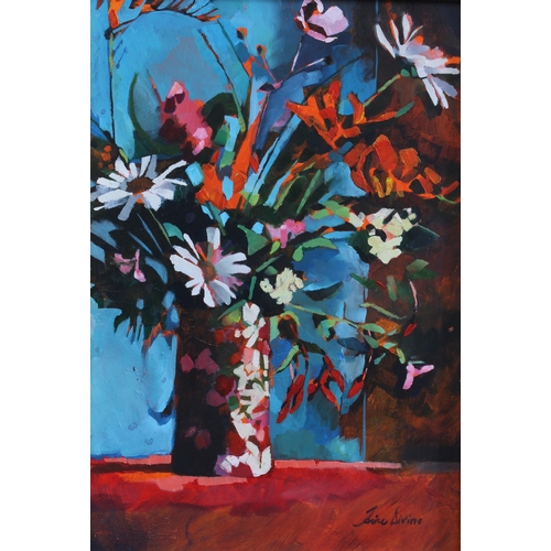 69 - J. Divine, (CONTEMPORARY SCHOOL) Still Life jug of flowers, oil on oil board, signed and framed, 28.... 