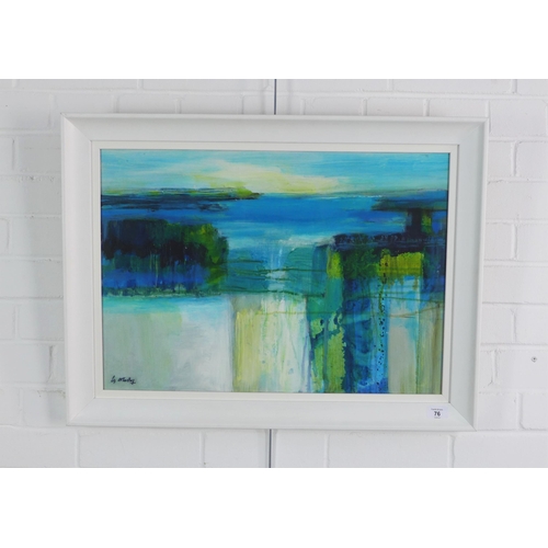 76 - Liz McCarthy (SCOTTISH CONTEMPORARY) Landscape oil on board, signed, framed under glass and labelled... 