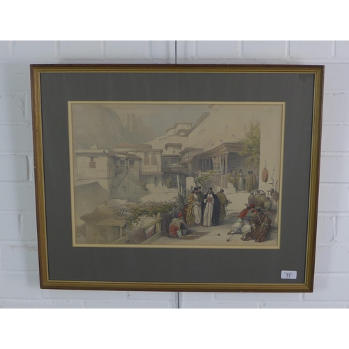 77 - After David Roberts RA, RBA (1796-1864) 'St Catherine's Mount Sinai' coloured print, framed under gl... 