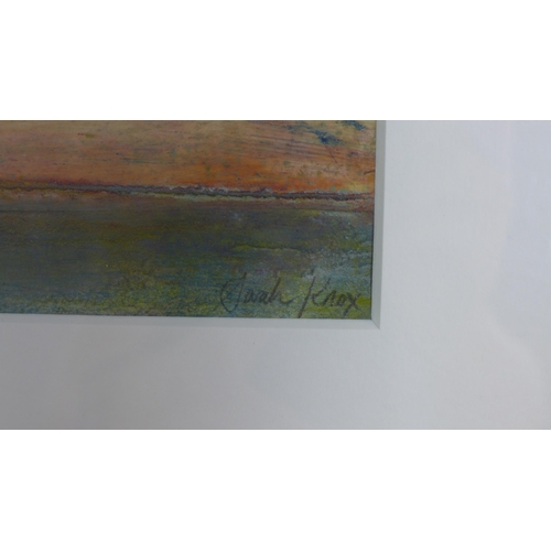 79 - Sarah Knox 'Lowland Light, Port Seton', mixed media, signed and framed under glass with a Marchmont ... 