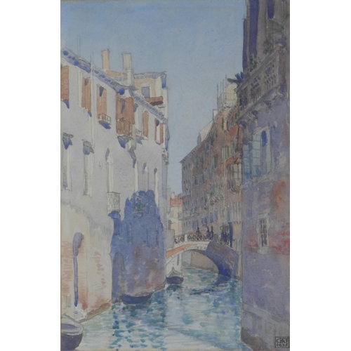 8 - 'Rio Dei Tedeschi, Venice', watercolour, signed with a monogram and dated 1925, framed under glass 1... 