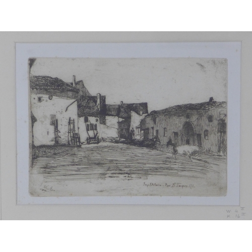 9 - James Abbot McNeil Whistler (1834-1903) 'Rue St Jacques', etching, 15 x 11cm, framed under glass