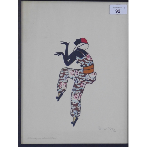 92 - A pair of early 20th century coloured prints, signed indistinctly and dated 1926, framed under glass... 