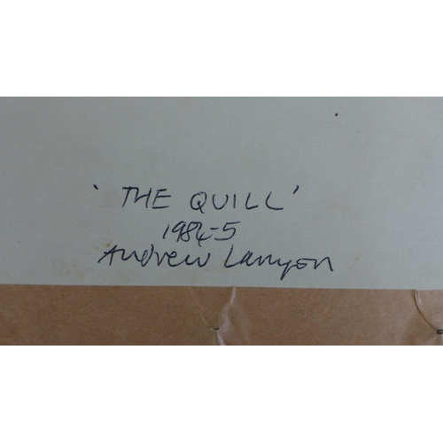 94 - Andrew Lanyon (b.1947) 'The Quill', mixed media, signed, titled and dated 1884 -5, verso 12.5 x 14.5... 