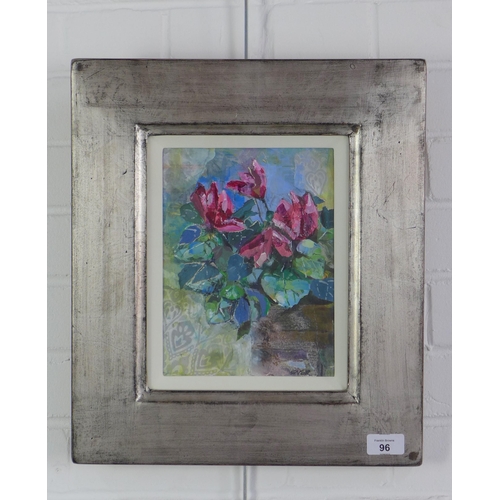 96 - Veronica Robertson, (SCOTTISH CONTEMPORARY) Cyclamen, mixed media still life, signed with initials a... 